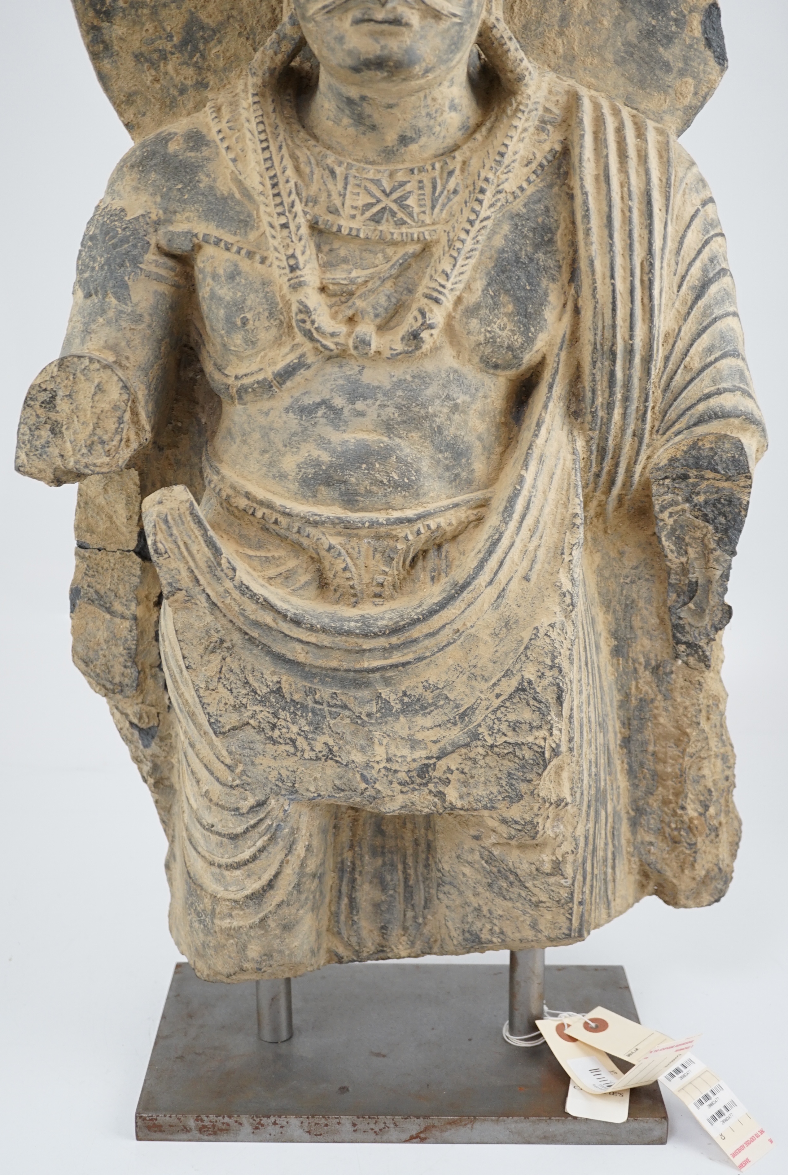 A large grey schist Bodhisattva figure, Gandhara, 2nd/3rd century A.D.